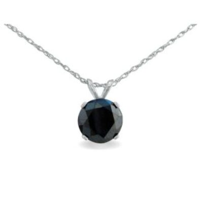 1 1/2ct Black Diamond Solitaire Pendant in 14k White Gold | SuperJeweler.com