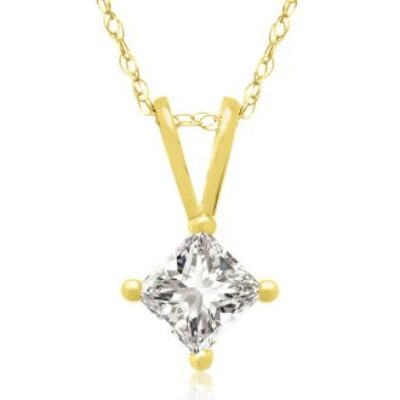 3/8ct 14k Yellow Gold Princess Diamond Pendant | SuperJeweler.com