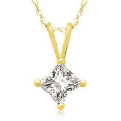 1/2ct 14k Yellow Gold Princess Diamond Pendant | SuperJeweler.com